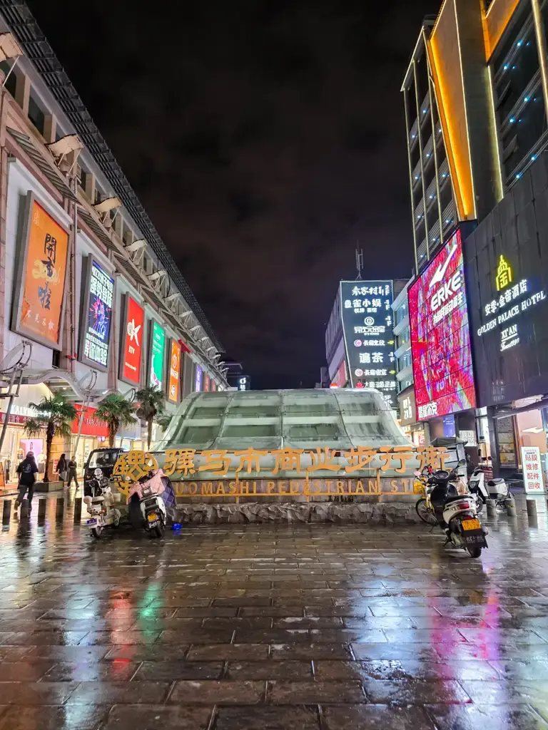 西安自由行:年輕人逛街聖地騾馬市商業步行街夜景