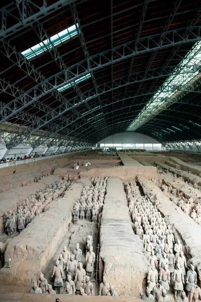 西兵馬俑博物館全景:秦始皇兵馬俑一號坑壯觀景象,是西安旅遊絕對必去的景點