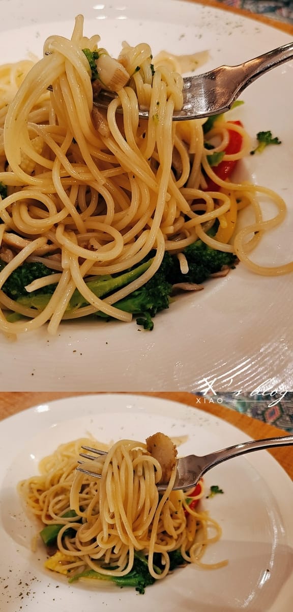 西門町薆悅酒店inn cafe蔬菜橄欖油蕈菇義大利麵-全素